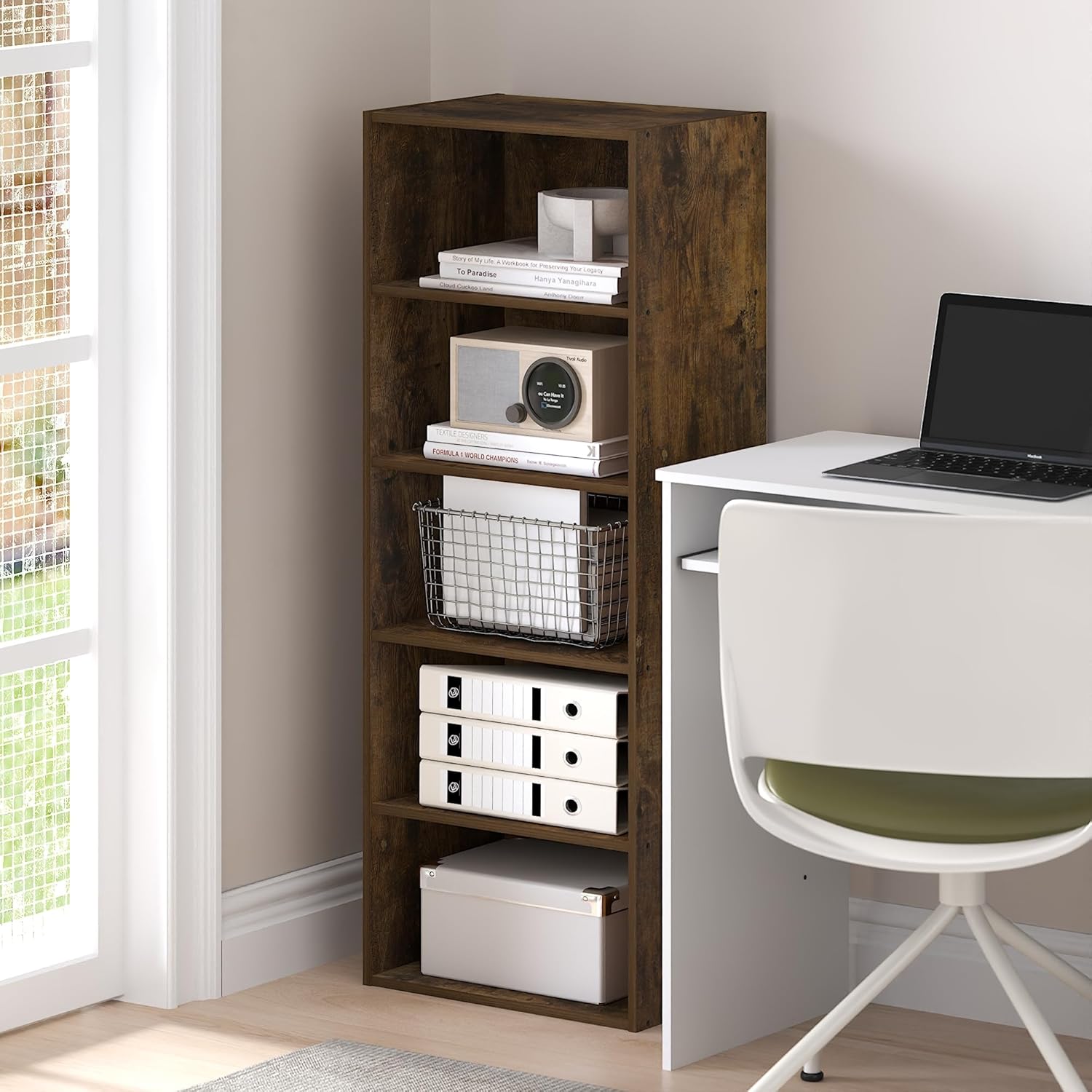 Furinno Basic - Libreria Aperta 5 Ripiani, Pino Ambra - immagine 2