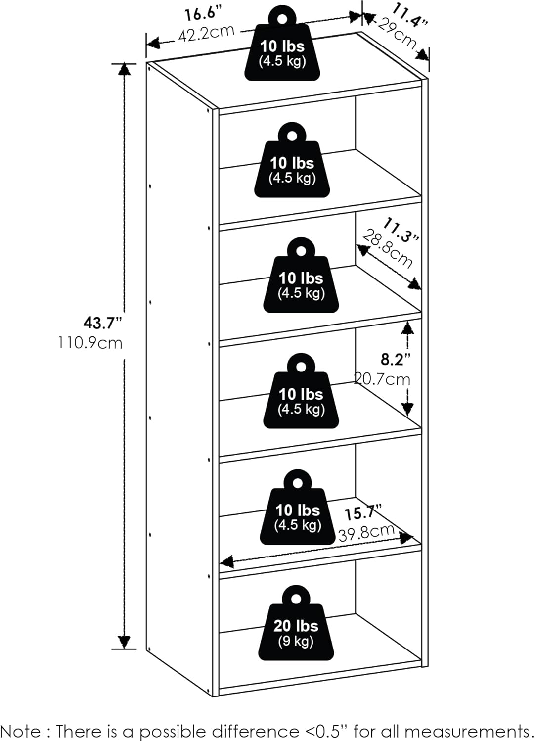 Furinno Basic - Libreria Aperta 5 Ripiani, Pino Ambra - immagine 3