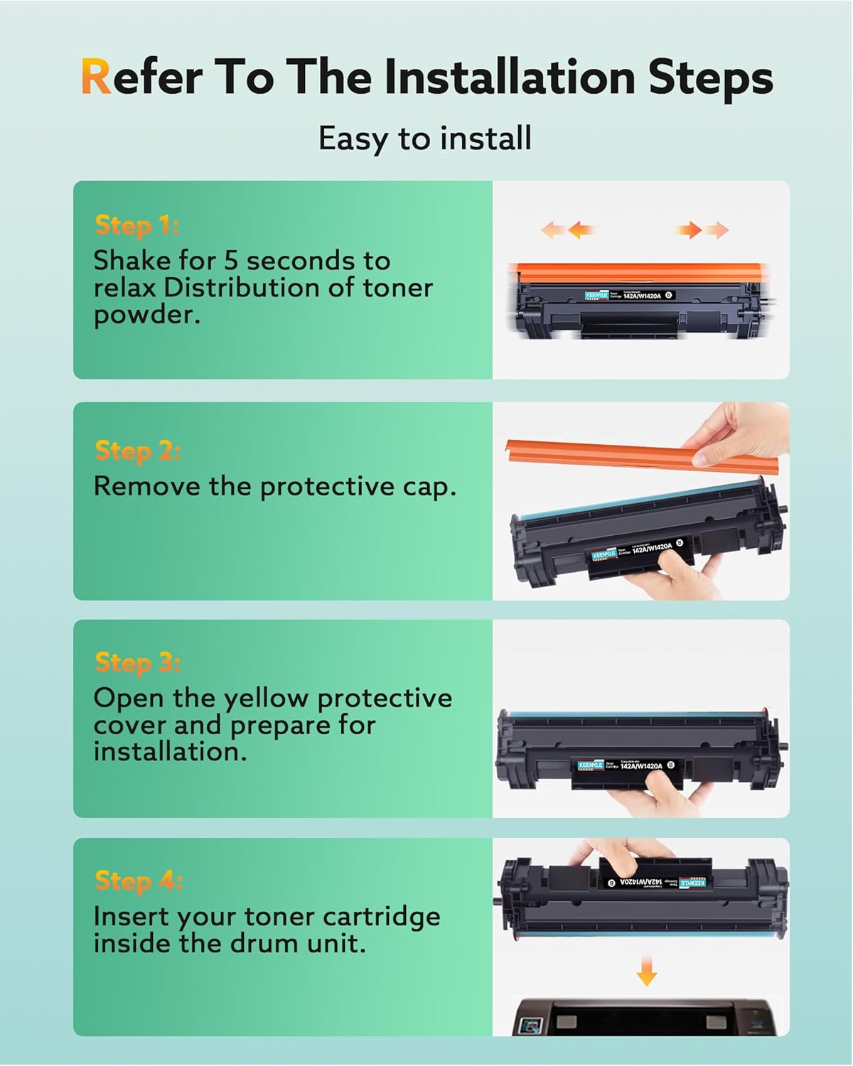 Keenkle 142A Toner con Chip Compatibile per HP Laserjet - immagine 4