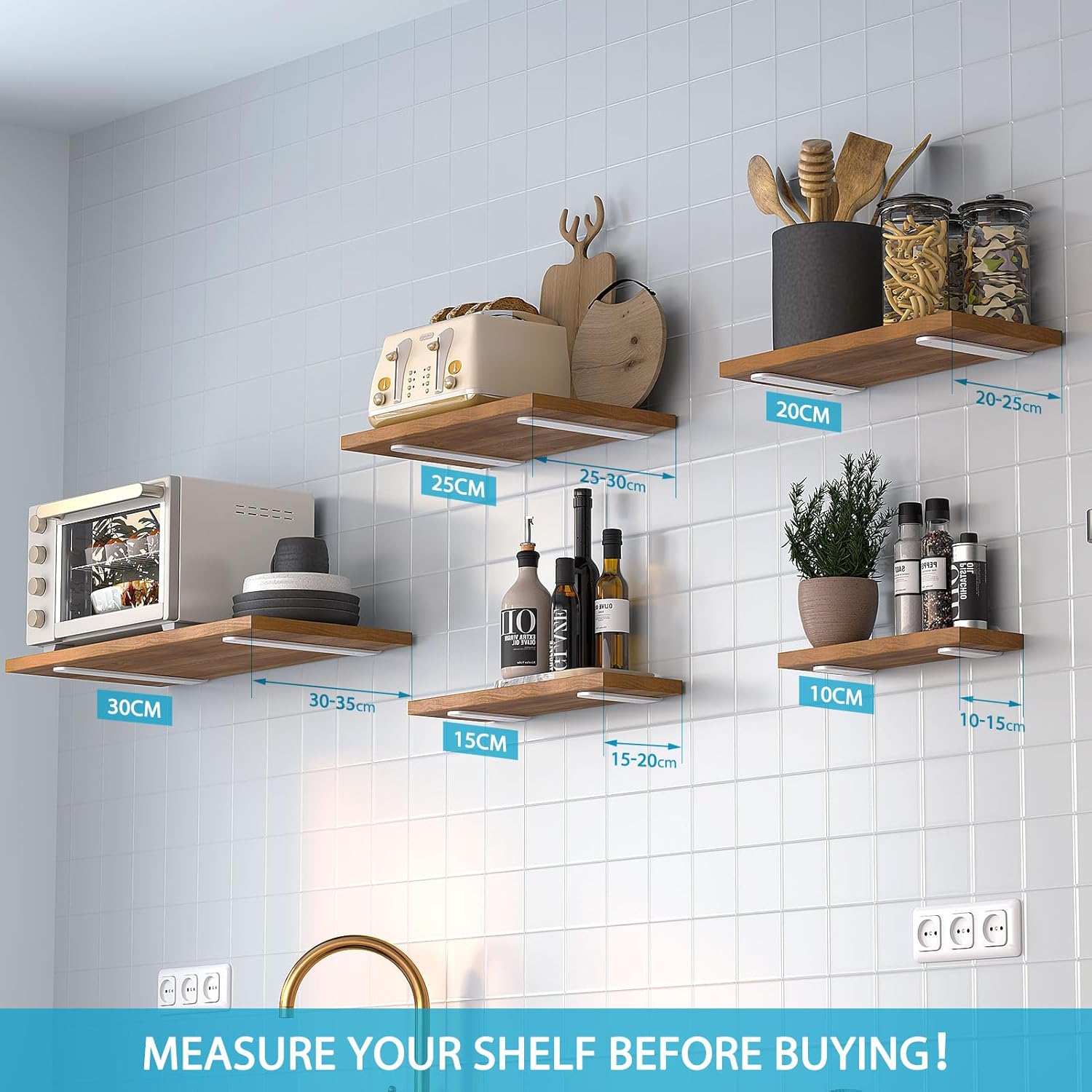 WELDUN Staffe a L per Mensole Flottanti 30cm, Bianco - immagine 6