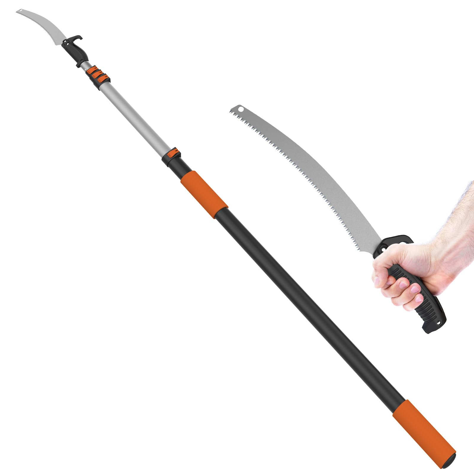 Sega su Asta Telescopica 1.5-6m per Giardino, Arancione