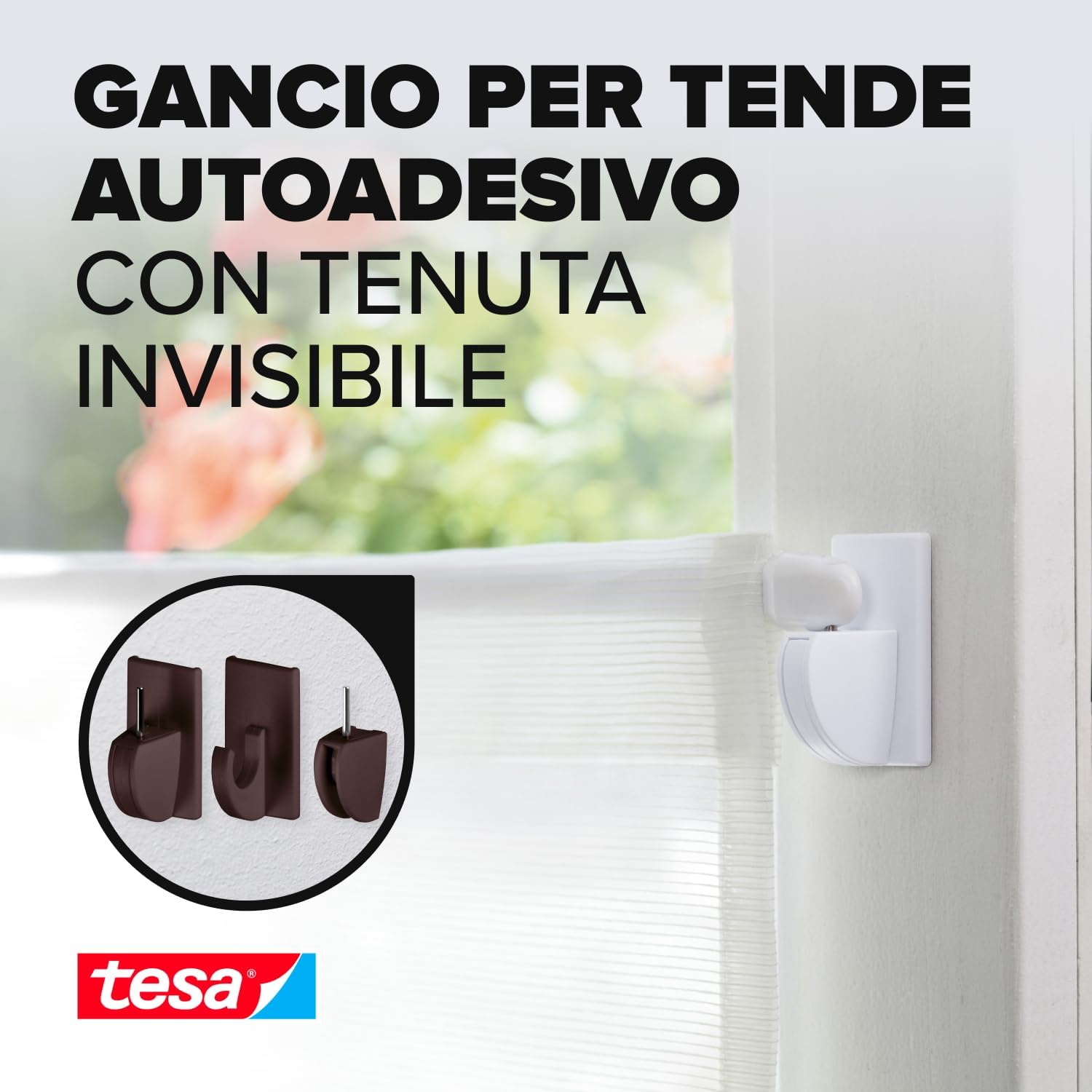 tesa Powerstrips Vario-Gardinenhaken, braun - immagine 2