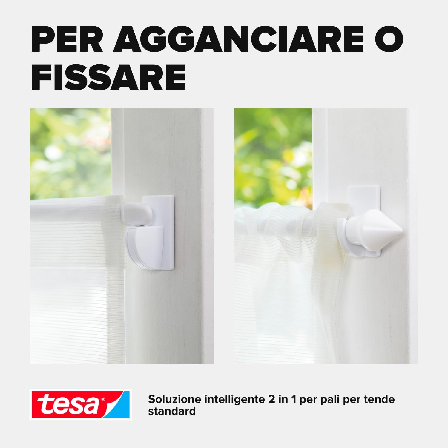 tesa Powerstrips Vario-Gardinenhaken, braun - immagine 5