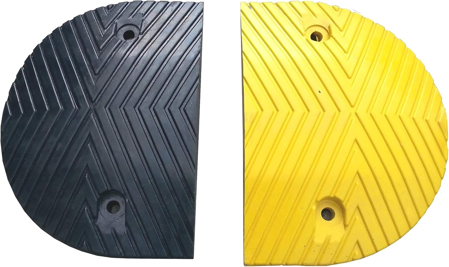 Coppia Rallentatori Stradali in Gomma Nera e Gialla Parte Terminale 25x35x5cm