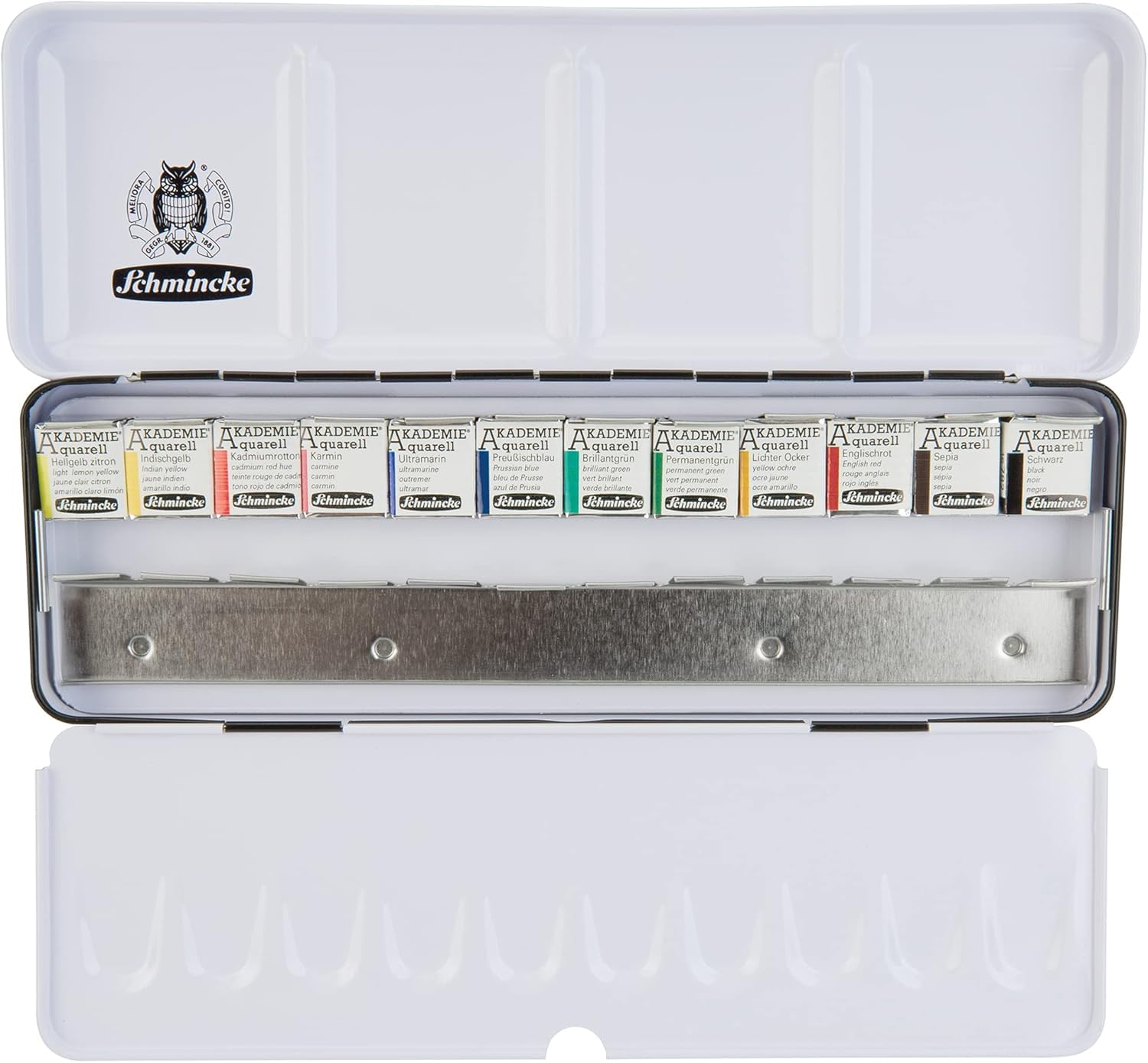 Schmincke AKADEMIE® Aquarell Scatola Metallo 12 x 1/2 Godet