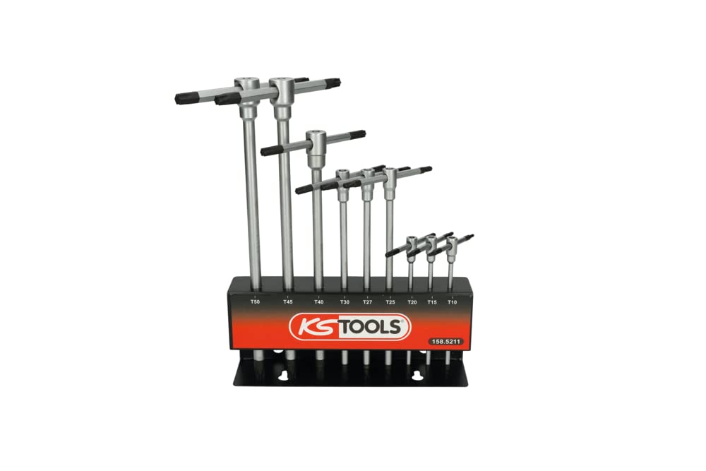 KS Tools 158.5211 Espositore di 9 chiavi Torx a manico in T/9 pezzi