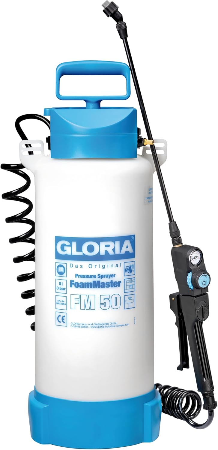 Gloria Foammaster Fm 50, Spruzzatore Schiumogeno Professionale, 5 L, Bianco