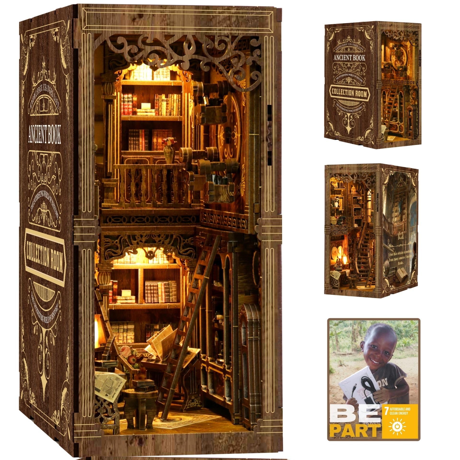 Book Nook Kit Fai-da-te Libreria in Miniatura con LED