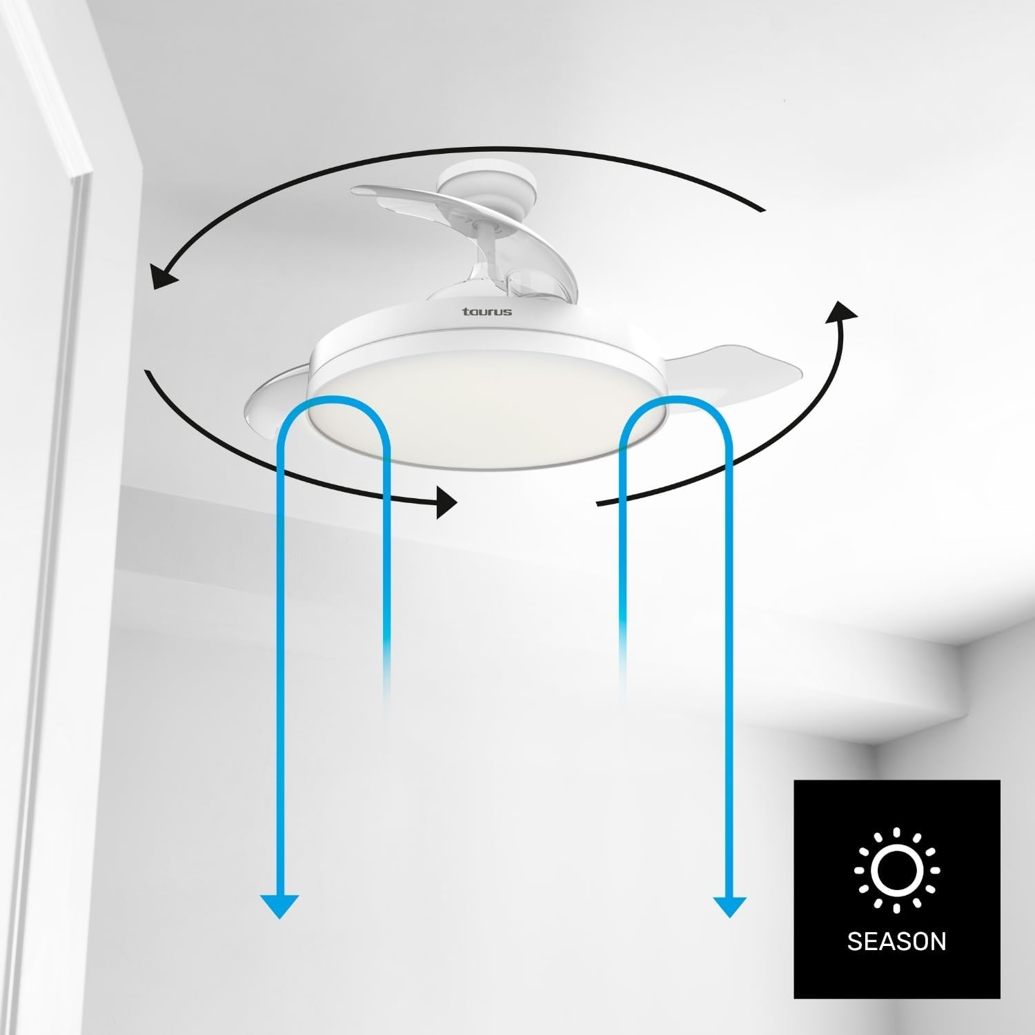 Taurus Ventilatore da Soffitto con Luce Fresko Hide&Go - immagine 8