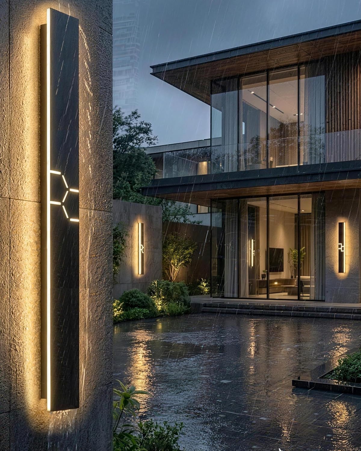 Applique LED Esterno/Interni IP65, Nero 38W - immagine 3