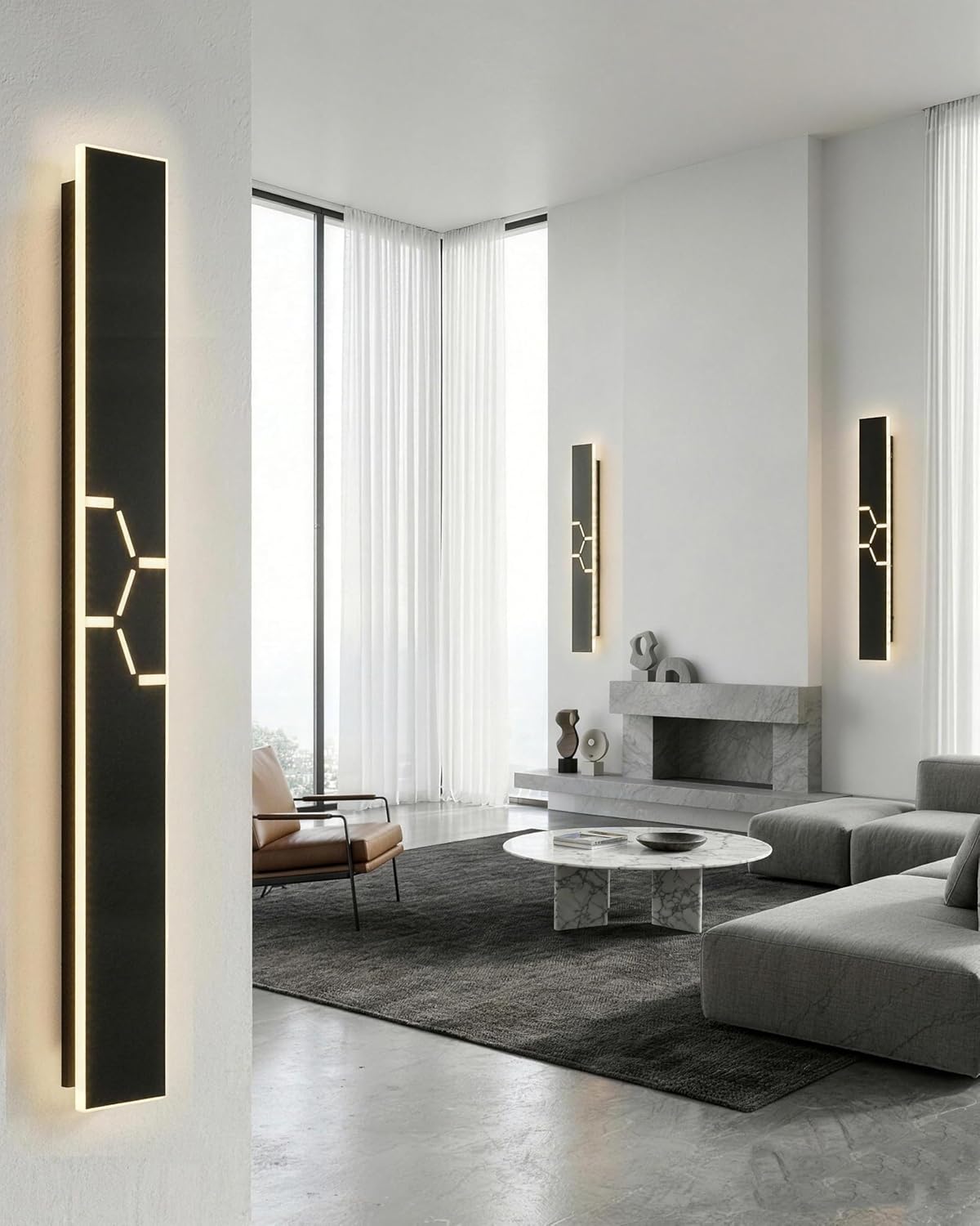 Applique LED Esterno/Interni IP65, Nero 38W - immagine 7