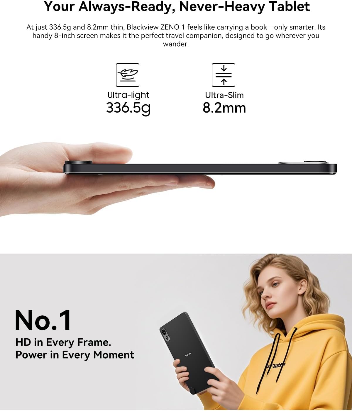 Blackview ZENO 1 - Tablet Android 15 AI 8" HD+ Verde - immagine 3