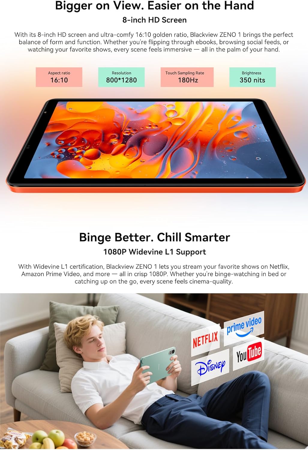 Blackview ZENO 1 - Tablet Android 15 AI 8" HD+ Verde - immagine 4