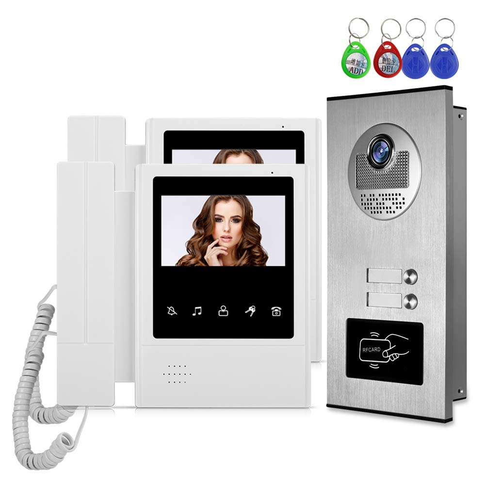 Hfeng Videocitofono RFID 4,3'' con 2 monitor a colori