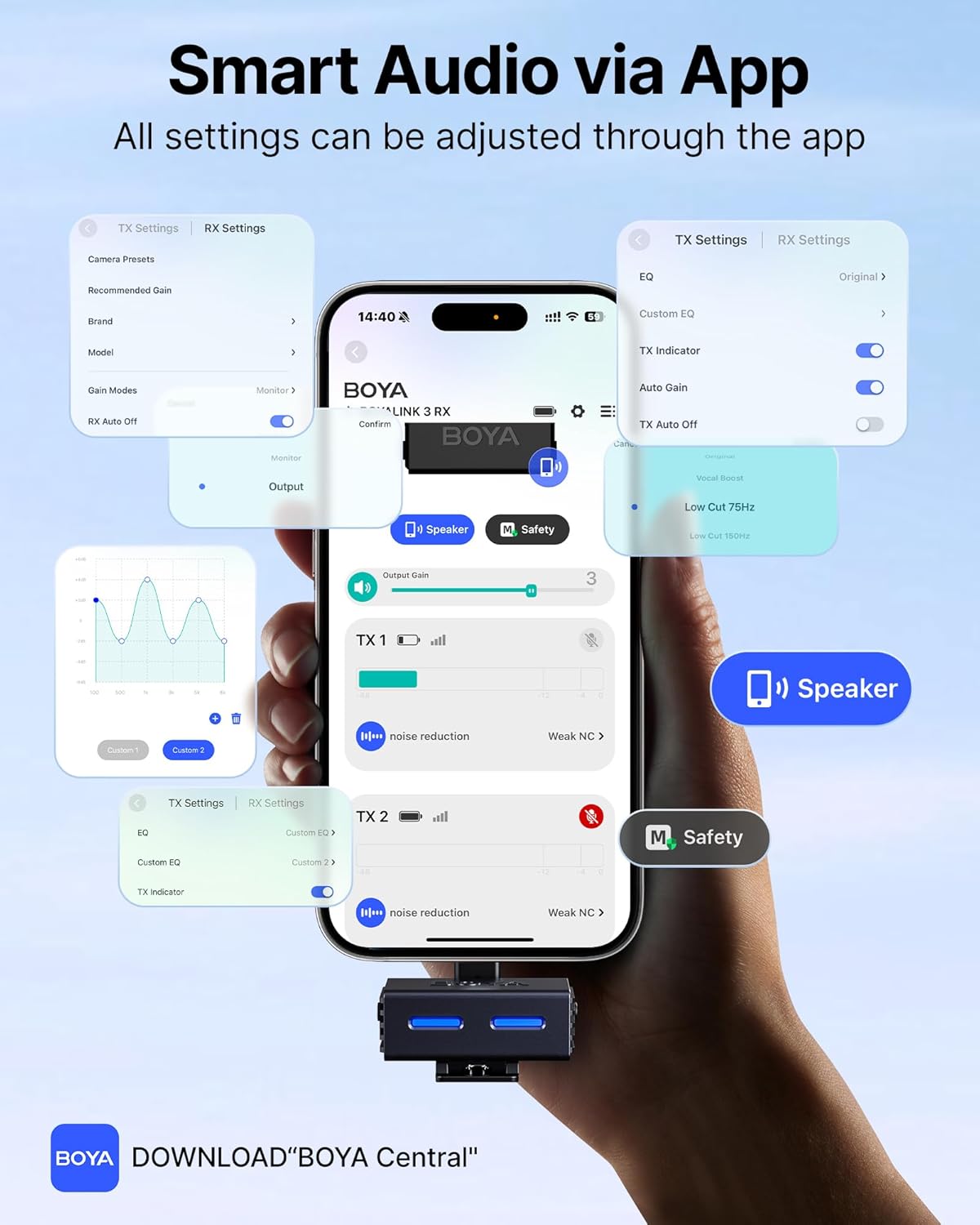 Boya BOYALINK 3 - Microfono Lavalier 3 in 1 RX - immagine 7