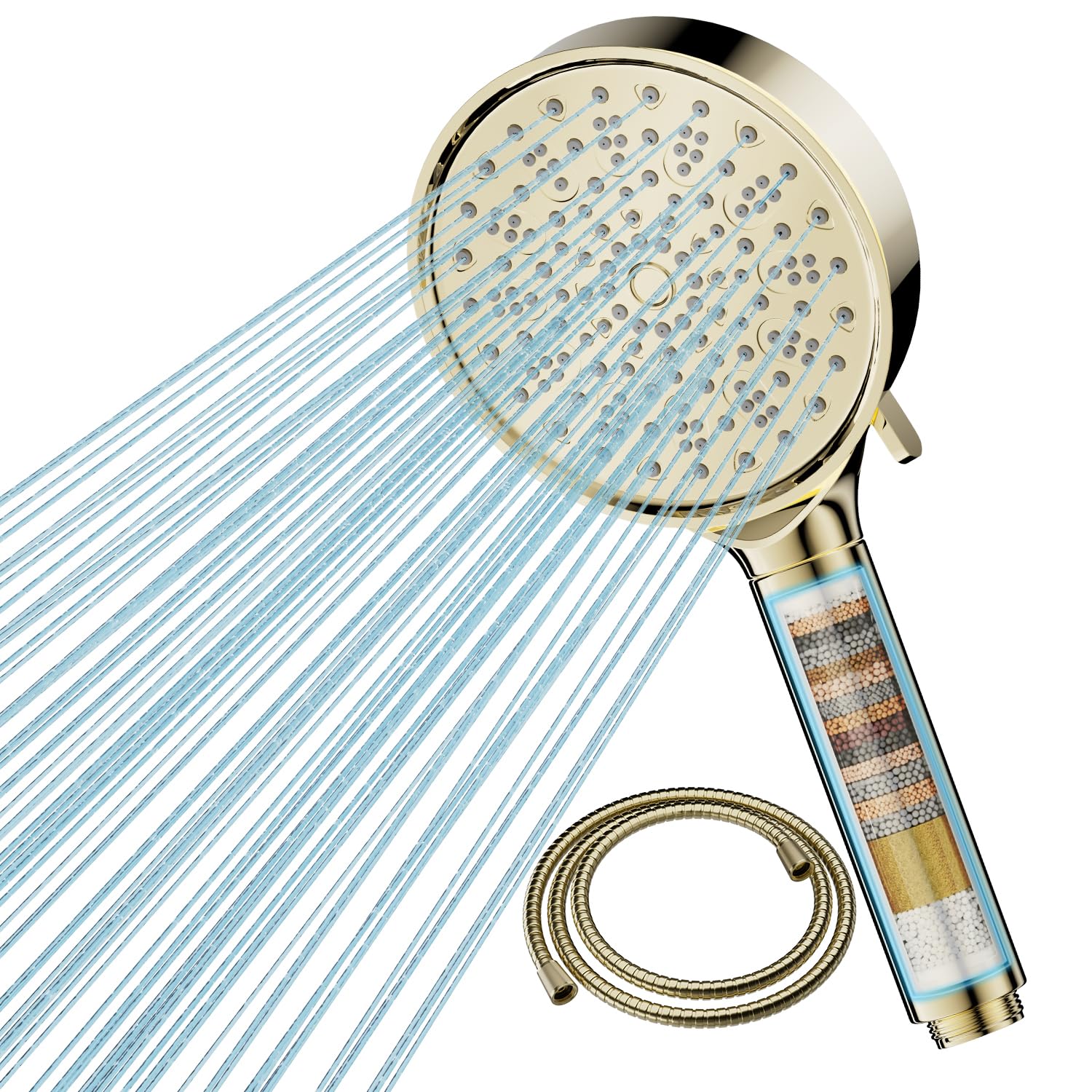 Cobbe Soffione Doccia con Filtro 20 Fasi, Oro