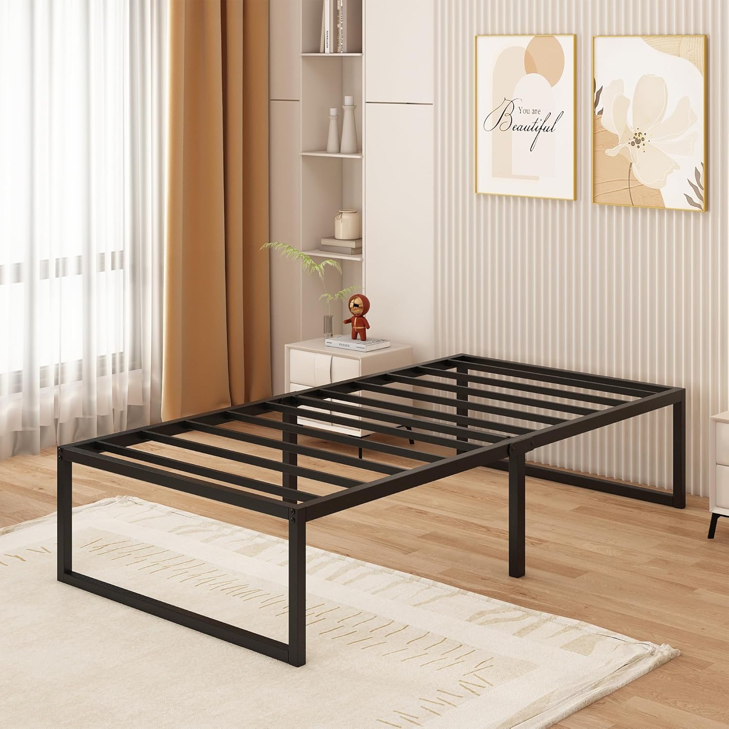 Yicensen Struttura Letto Singola 90x190 cm, Nera