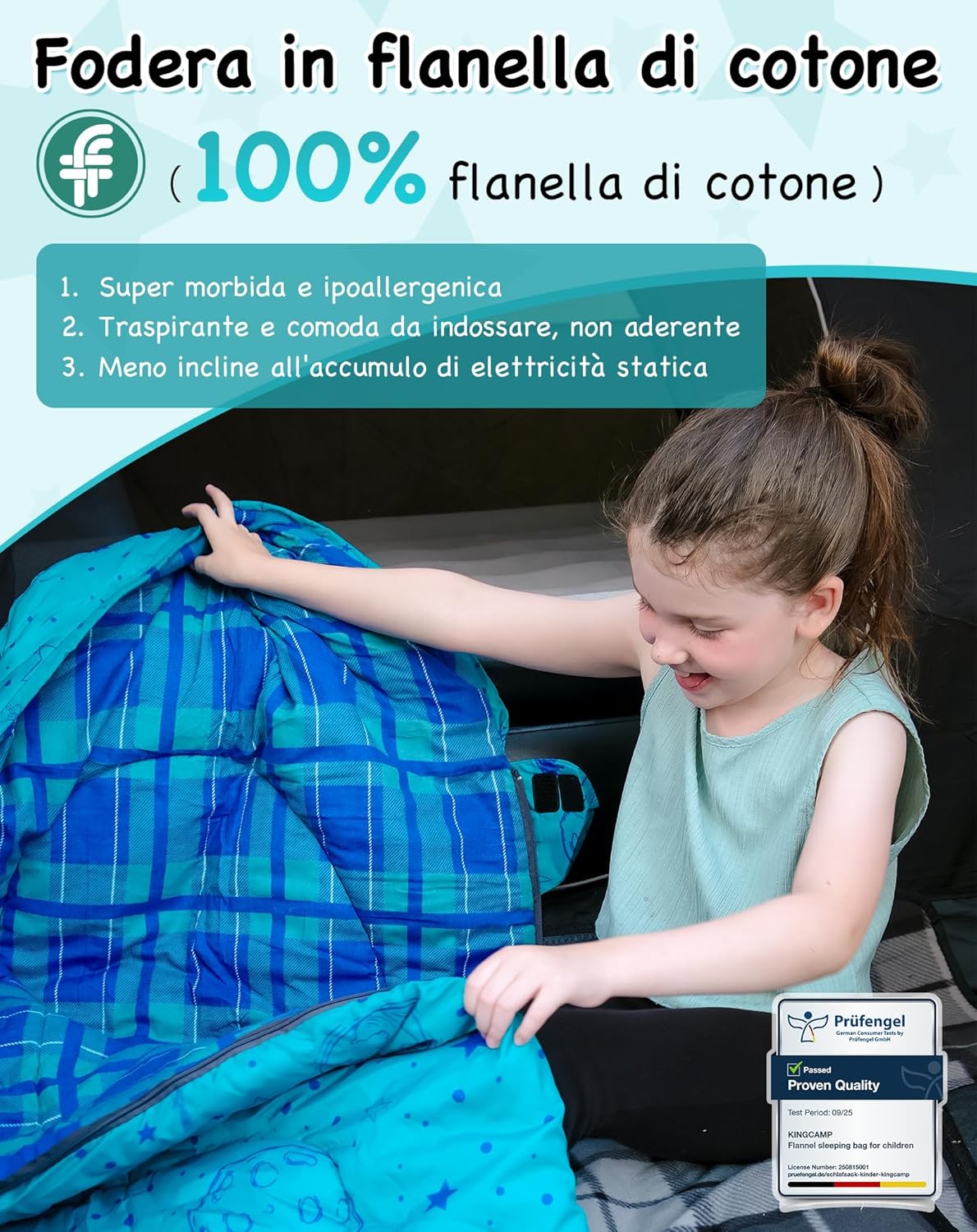 Kingcamp Sacco a Pelo Bambino in Flanella di Cotone - immagine 4