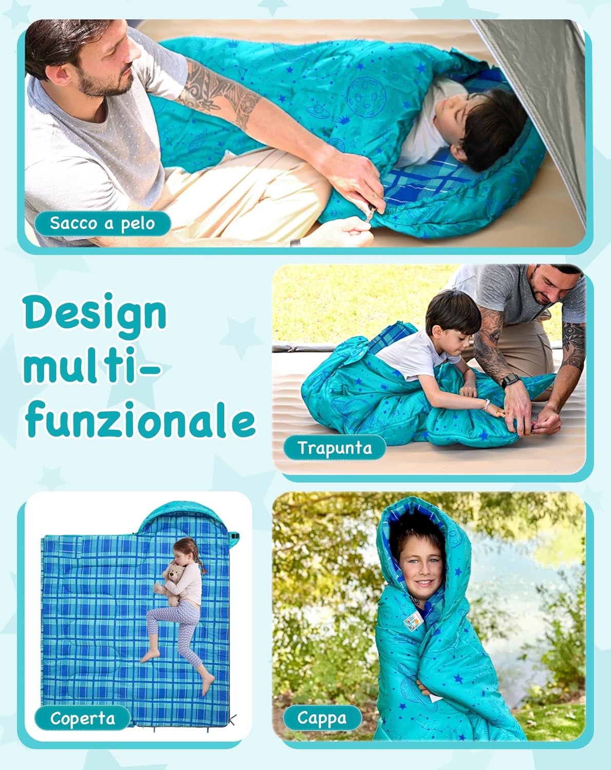 Kingcamp Sacco a Pelo Bambino in Flanella di Cotone - immagine 7