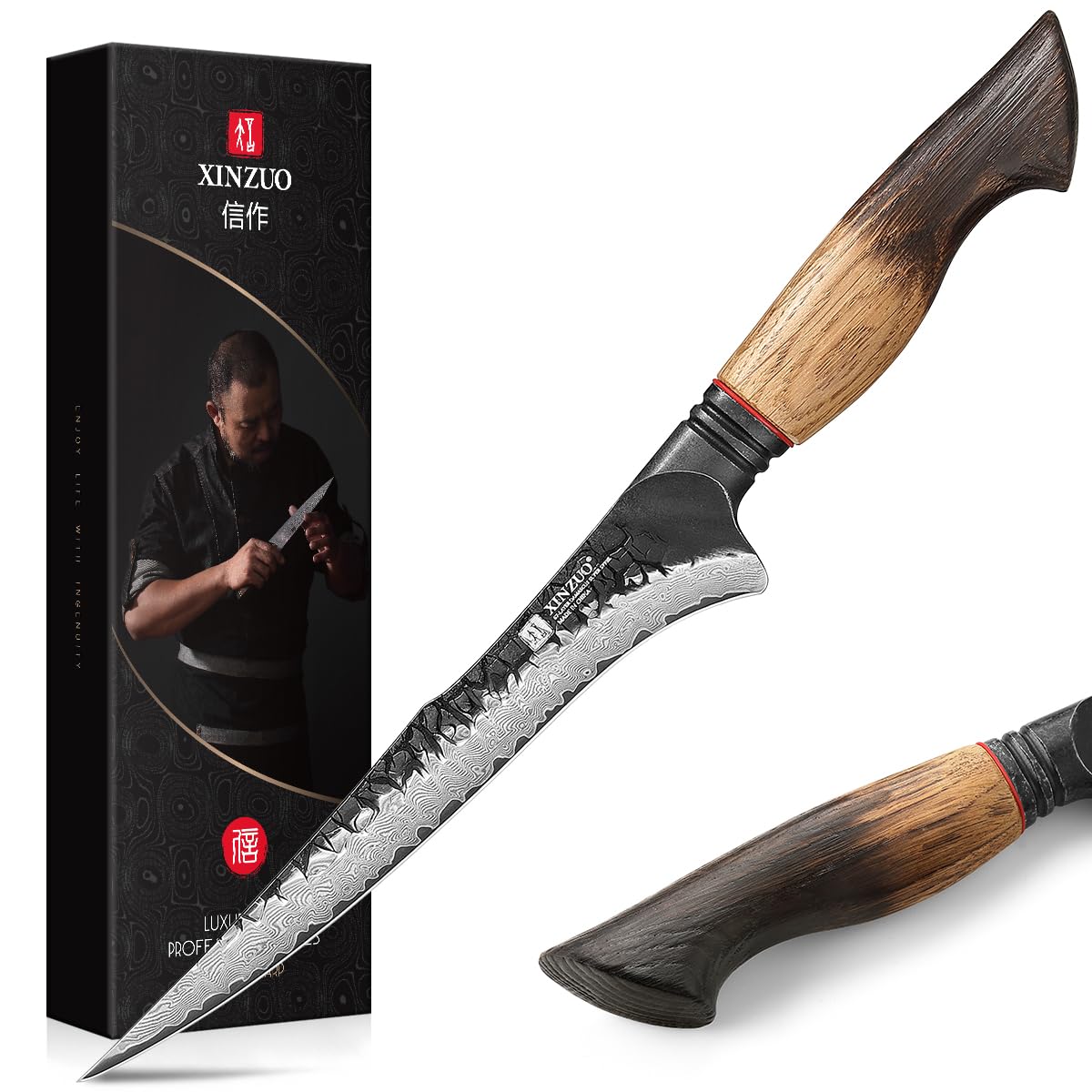 Xinzuo Coltello Sfilettare 19cm Acciaio Damasco