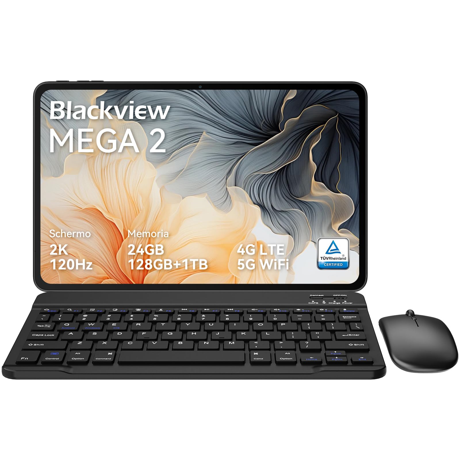 Blackview Mega2 Tablet 12 Pollici Android 15, Grigio