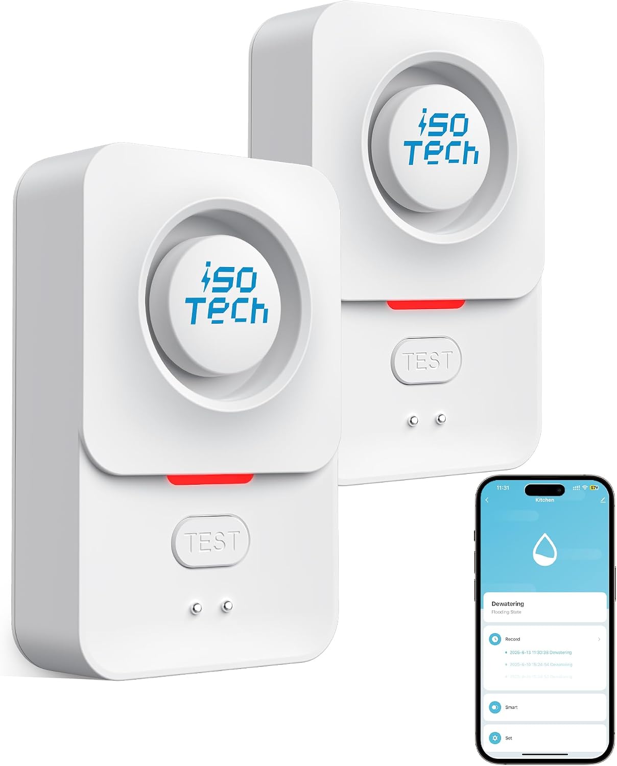 iSo Tech Rilevatore Perdita d'Acqua WiFi con TUYA App | IEDOU ...