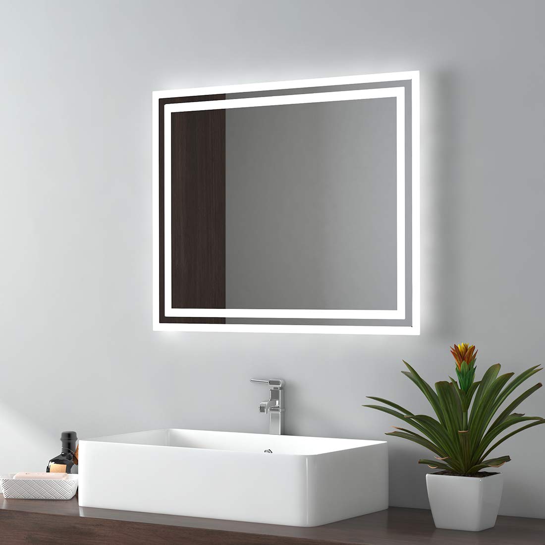 Emke Specchio Bagno LED 50x60 cm, Antiappannamento