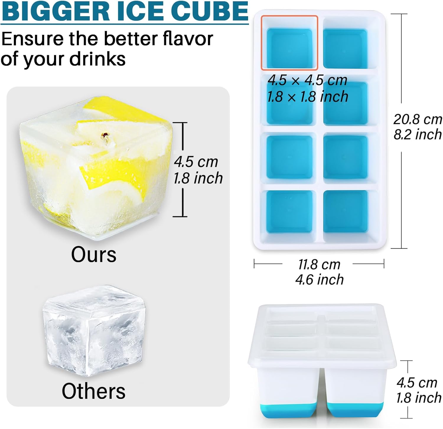 Furnsii XXL Stampo Cubetti Ghiaccio Silicone con Coperchio - immagine 3