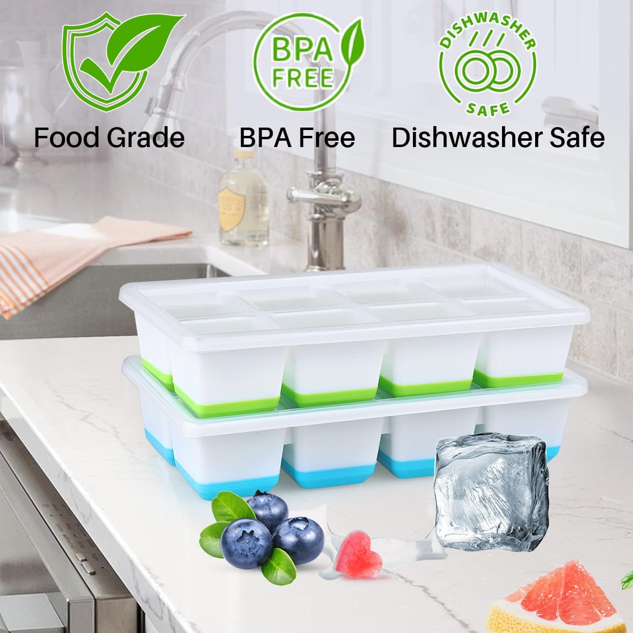 Furnsii XXL Stampo Cubetti Ghiaccio Silicone con Coperchio - immagine 4