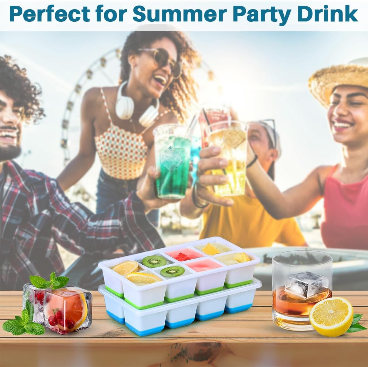 Furnsii XXL Stampo Cubetti Ghiaccio Silicone con Coperchio - immagine 5