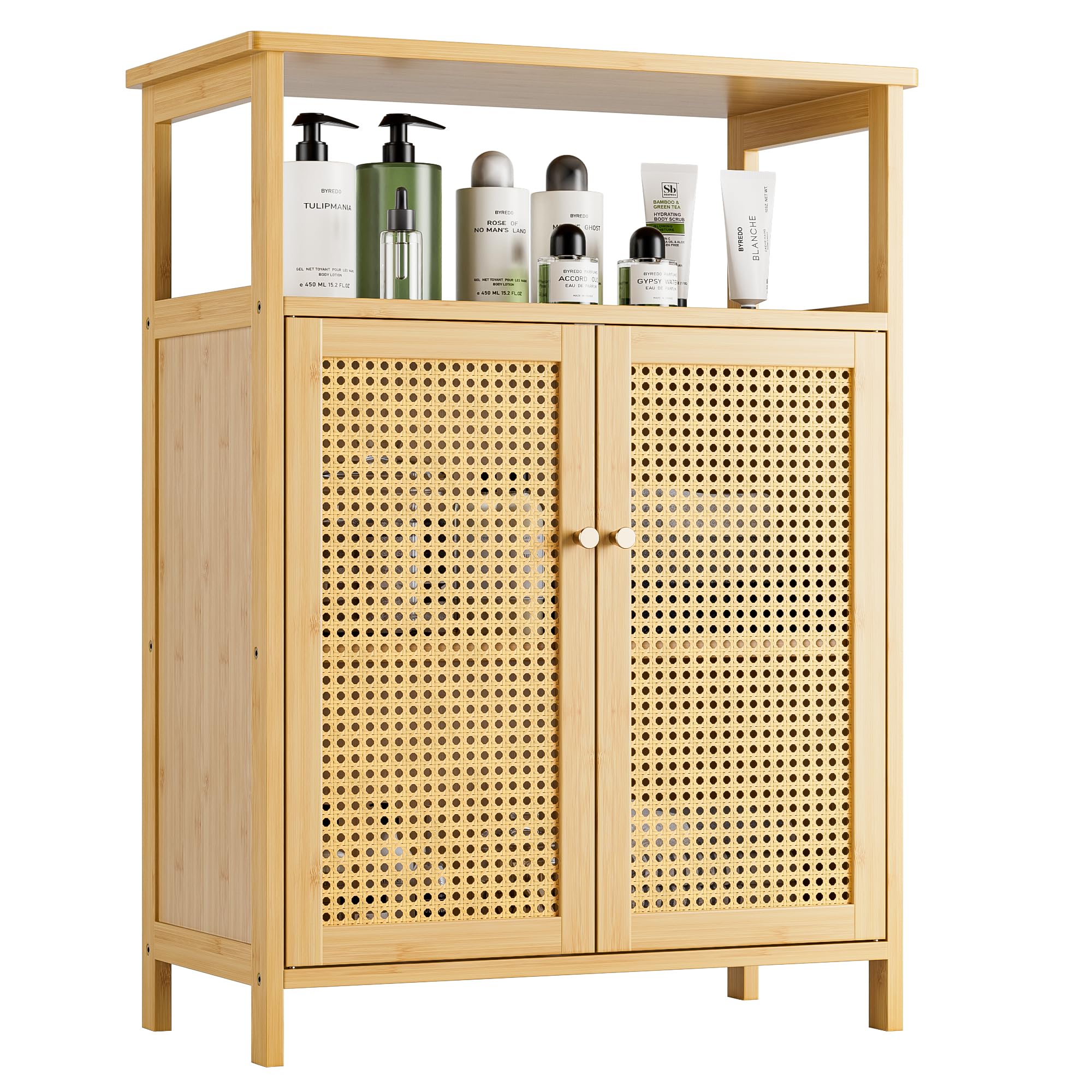 Armadio da Pavimento per Bagno in Bambù, Naturale