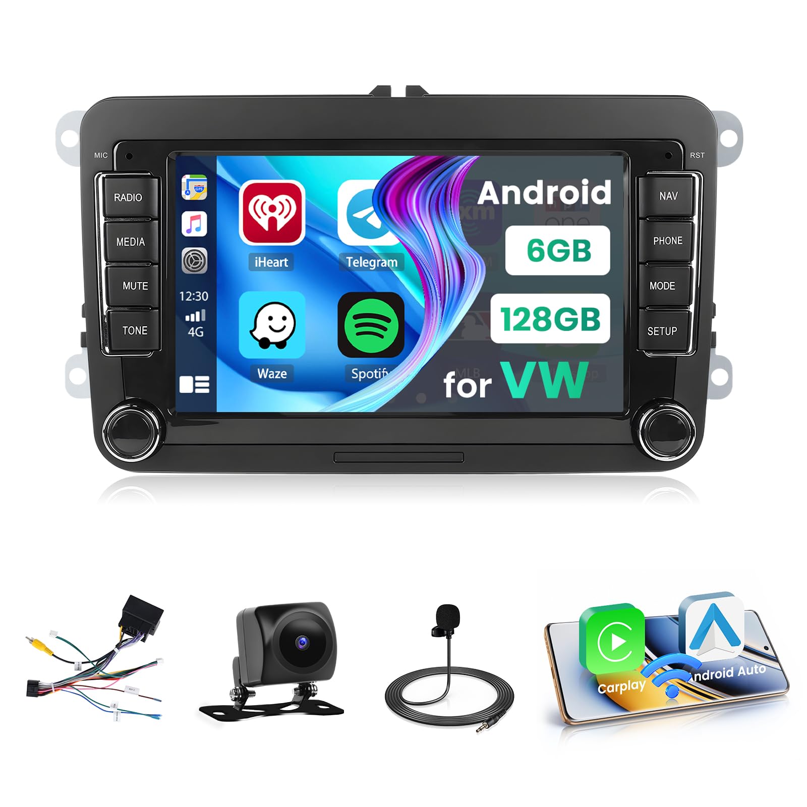 Hikity Android 15 Autoradio 7" per VW Golf 5 6 Tiguan