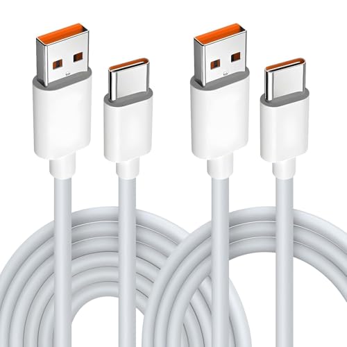 2 Pezzi Cavo USB Type-C 120W (1M+2M) 6A, Bianco
