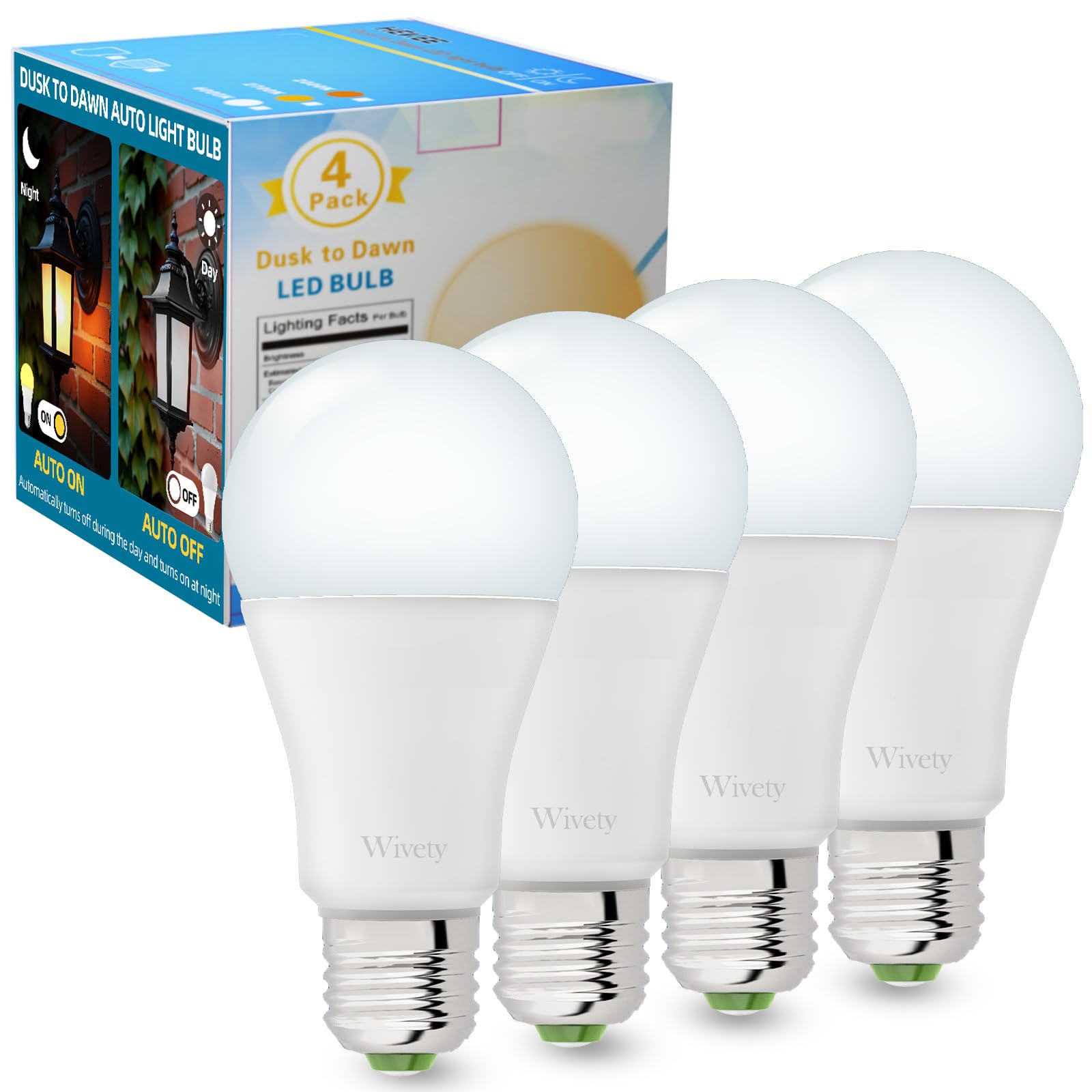 Lampadine LED E27 10W con Sensore Crepuscolare (4 Pezzi)