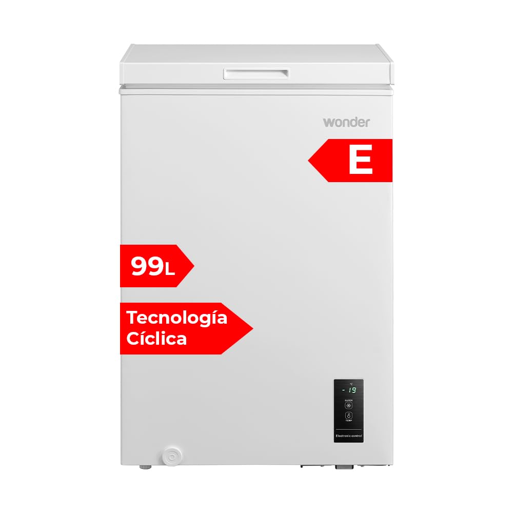 Wonder Congelatore orizzontale bianco WCH1001EDC. Capacità 99 litri, doppio raffreddamento, 1 cestino, basso livello sonoro, efficienza energetica classe E