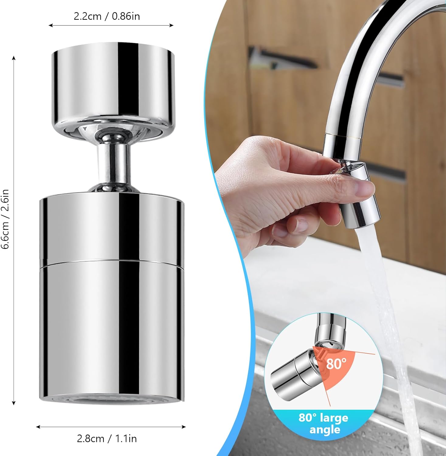 Aeratore Rubinetto in Ottone 360° Rotary con 2 Modalità - immagine 2