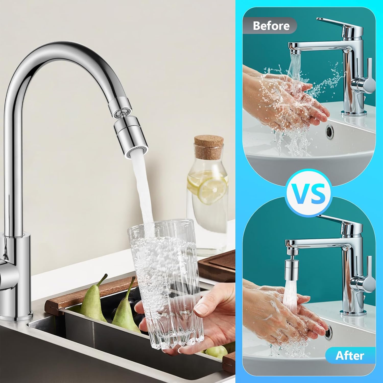 Aeratore Rubinetto in Ottone 360° Rotary con 2 Modalità - immagine 6