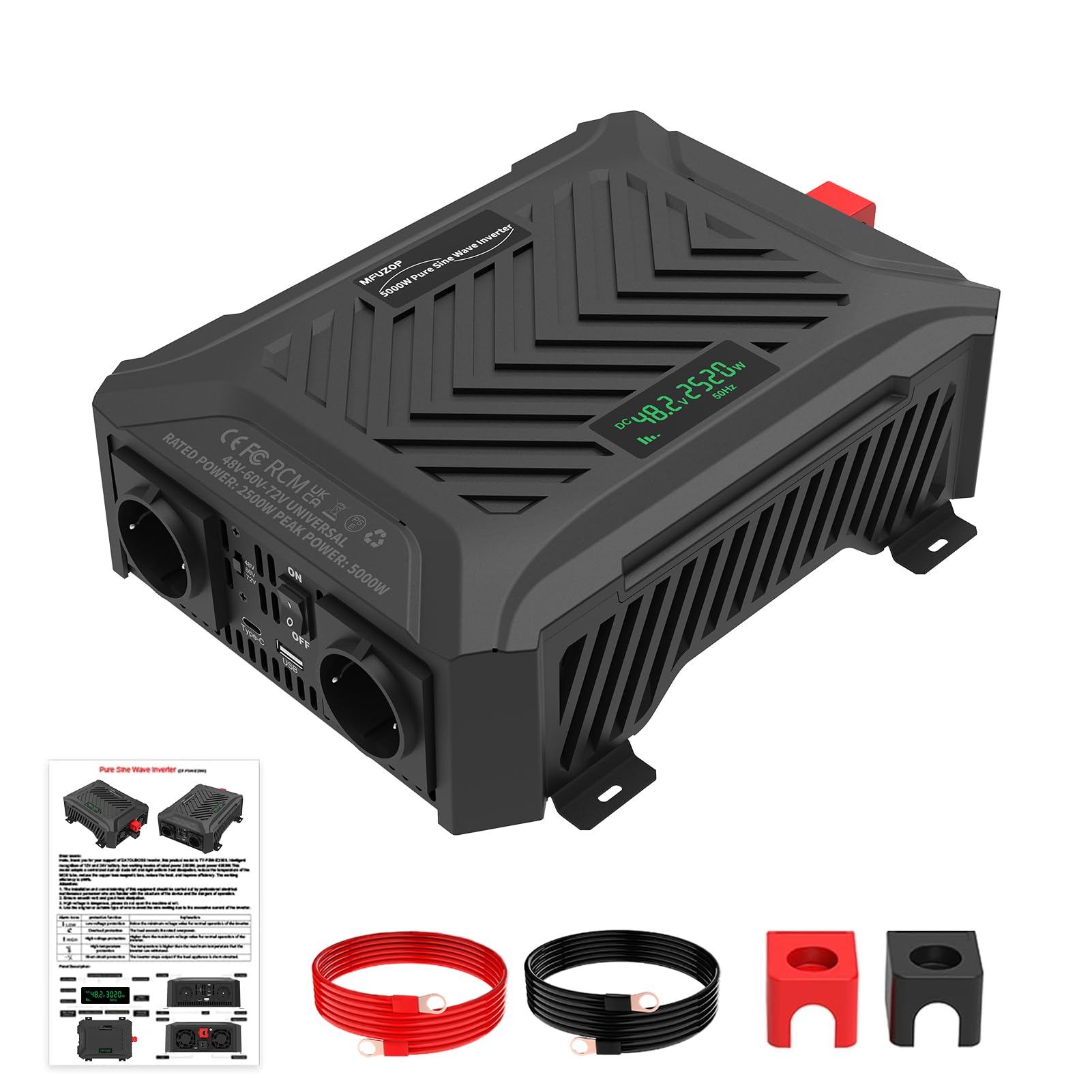 Power Inverter 48V/60V/72V a 230V Onda Pura 2500W/5000W