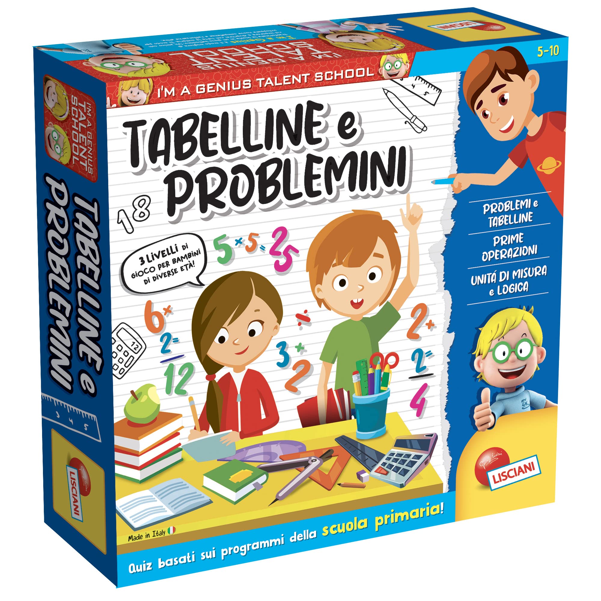 Liscianigiochi I'm a Genius TS Tabelline e Problemini, Multicolore, Medium, 100491