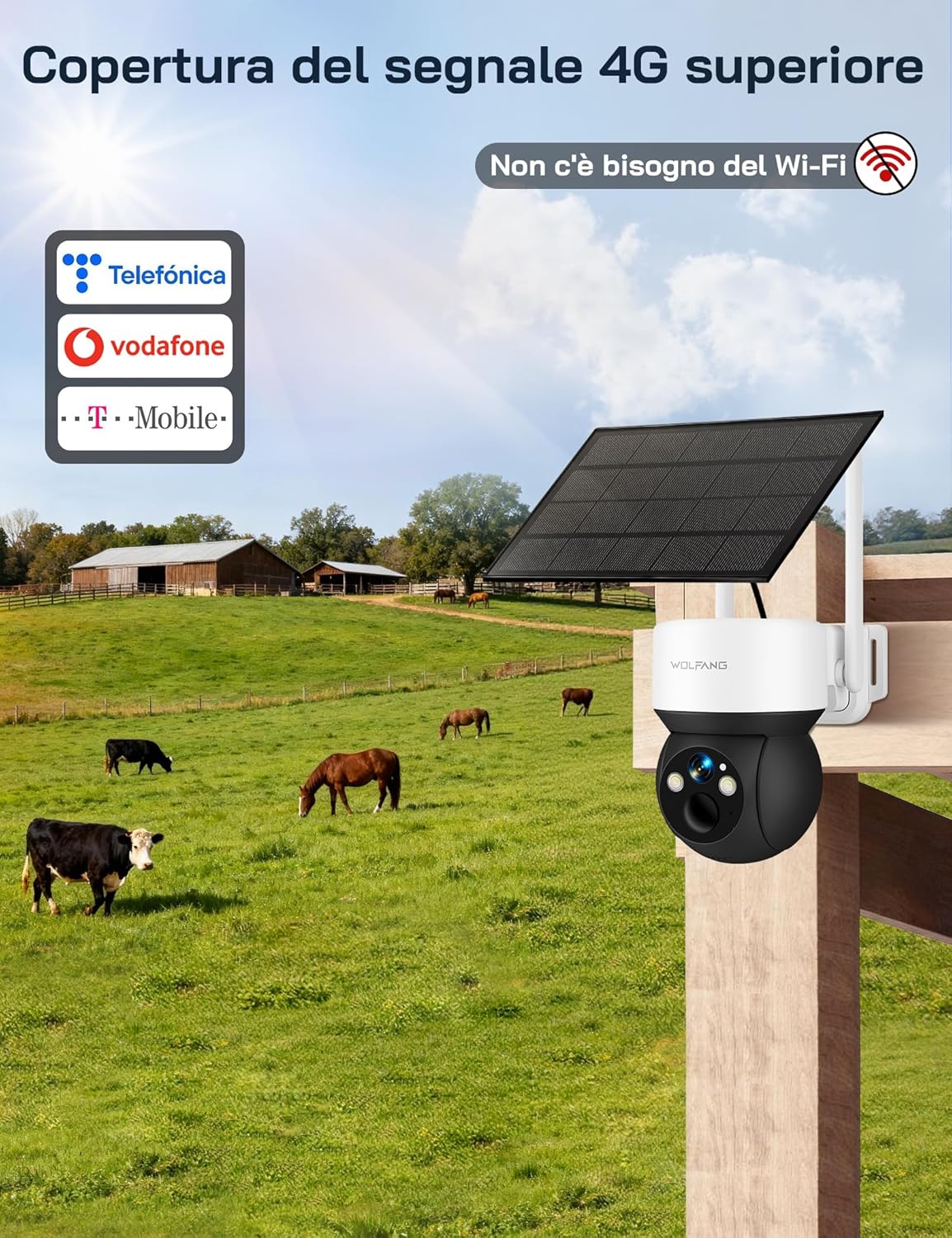 Wolfang Telecamera Esterno 4G con SIM e Pannello Solare - immagine 2