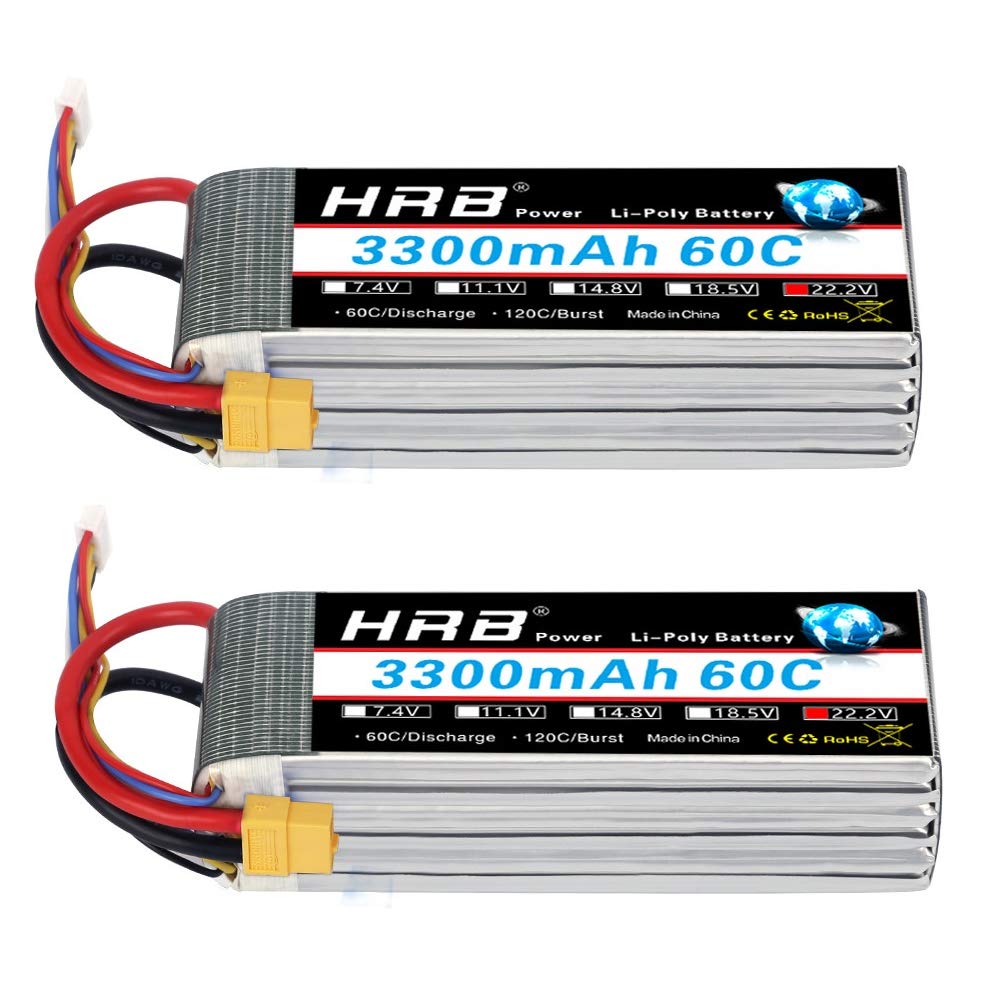 HRB 2PCS 6S Lipo Batteria 22.2V 3300mAh 60C