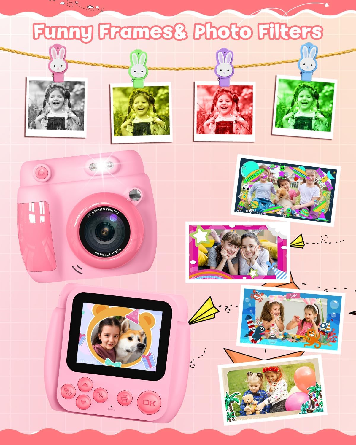 Gofunly Macchina Fotografica Bambini Istantanea 2.4" - immagine 3