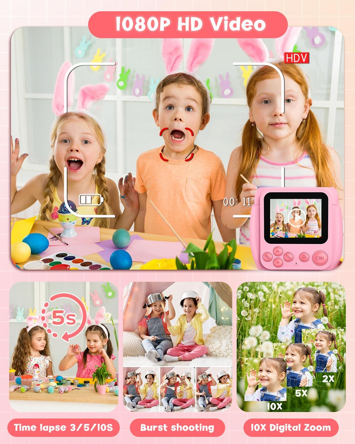 Gofunly Macchina Fotografica Bambini Istantanea 2.4" - immagine 4