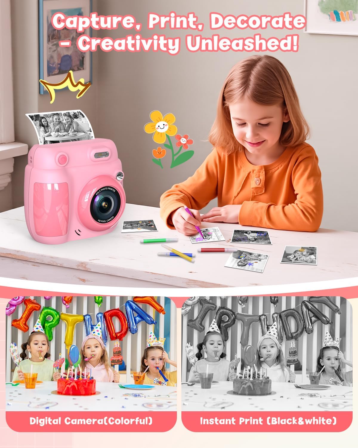 Gofunly Macchina Fotografica Bambini Istantanea 2.4" - immagine 5