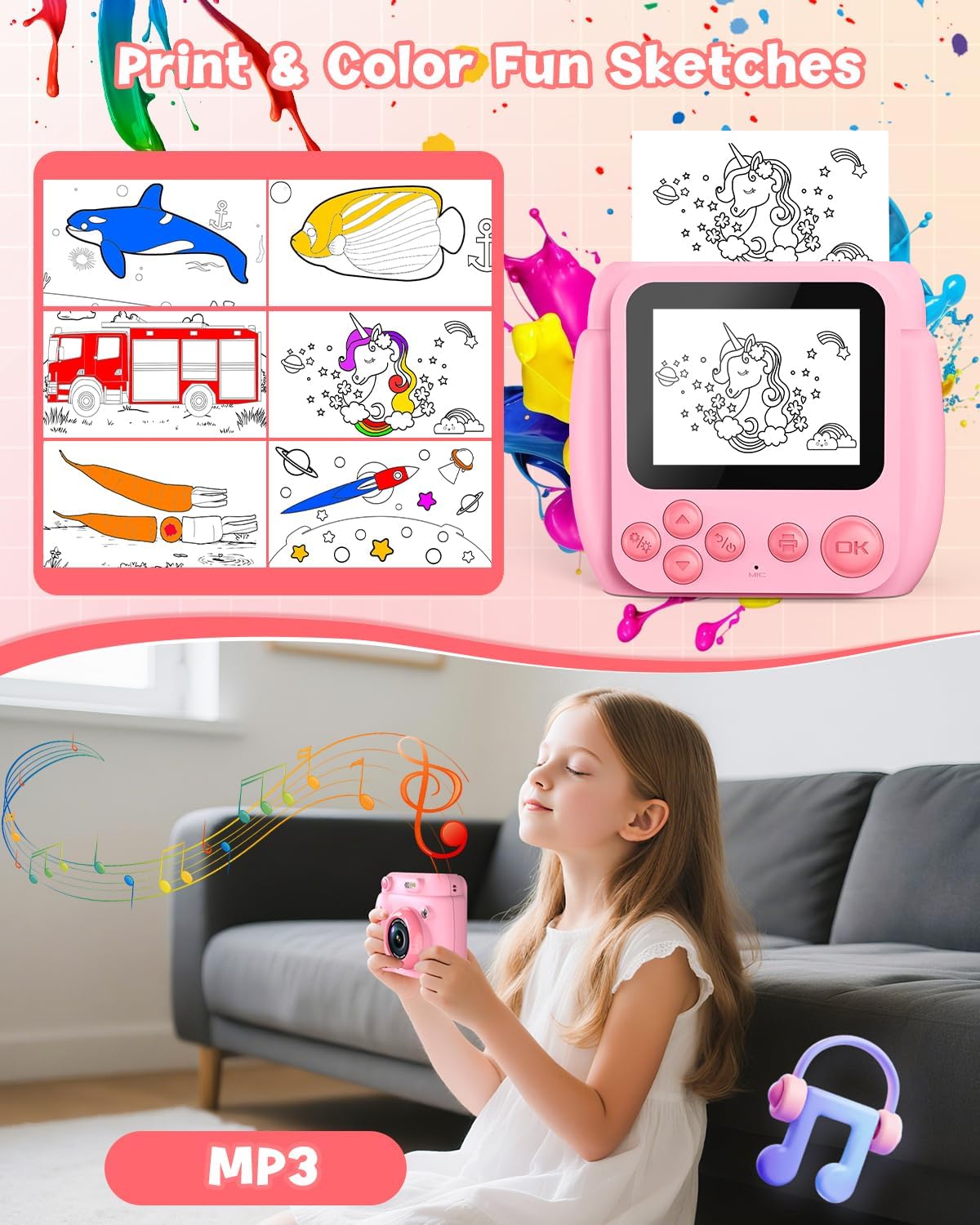 Gofunly Macchina Fotografica Bambini Istantanea 2.4" - immagine 6