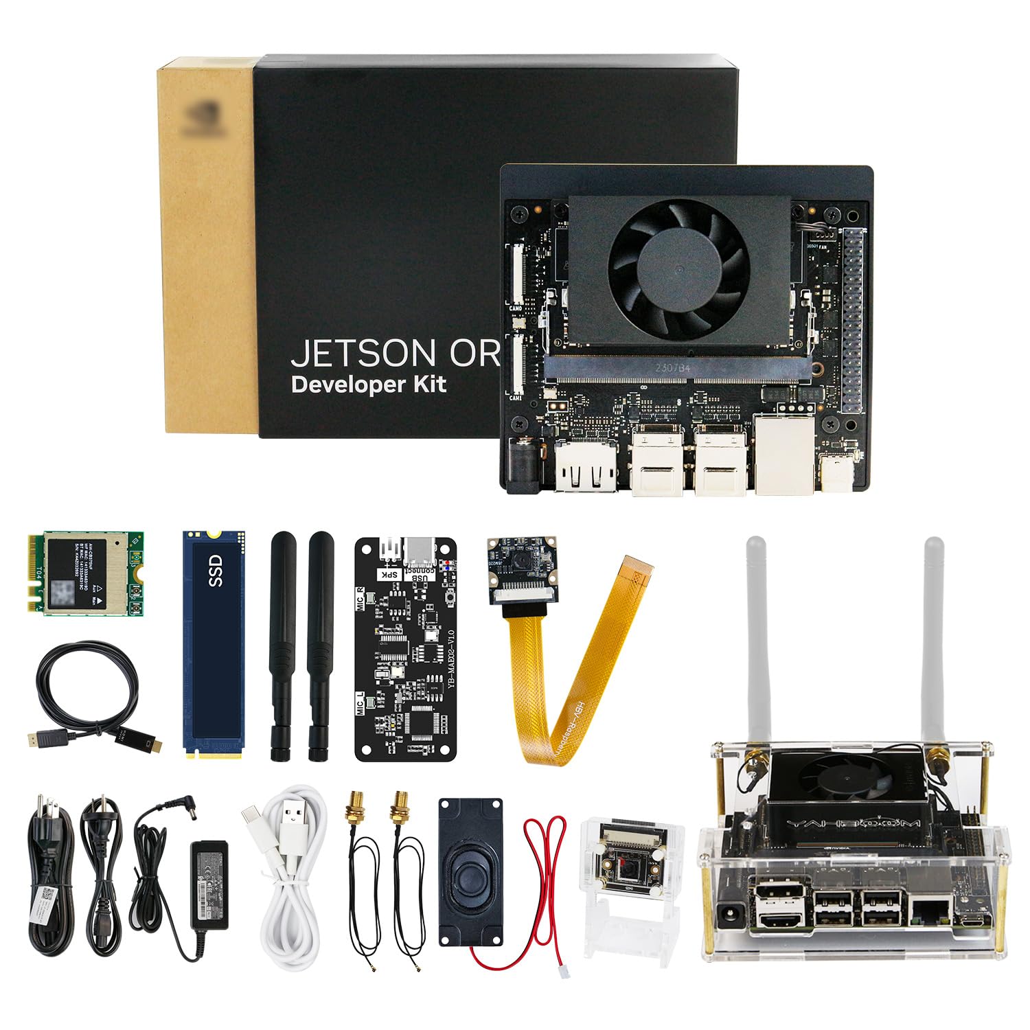 Yahboom Jetson Orin Nano Super 8GB Official Development Kit 67 Tops AI Large Model + IMX219 CSI Camera +Jetson Case +Development Board Ubuntu 22.04 (Orin Nano 8GB Off AI Large Model Kit)