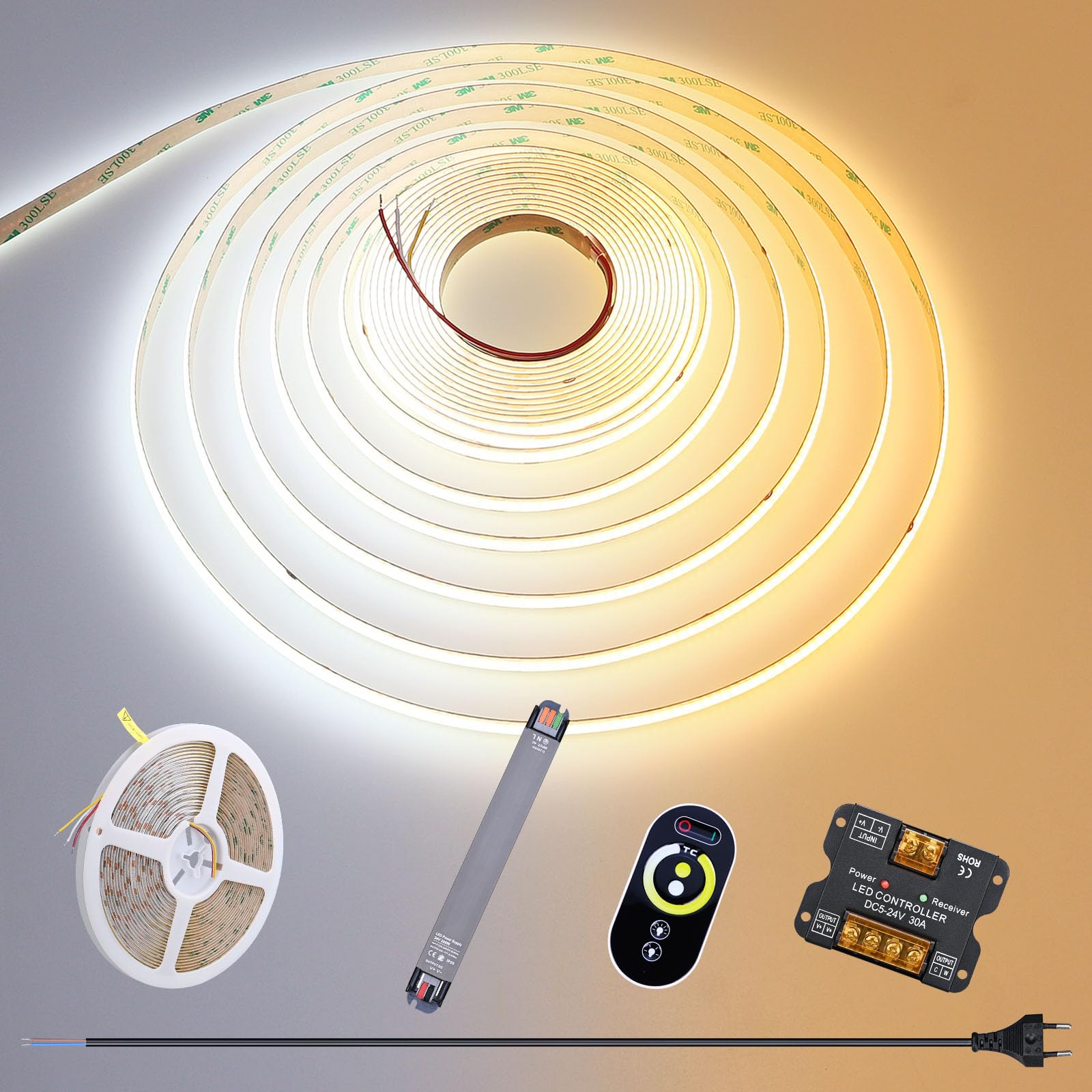 Goming Striscia LED COB CCT 24V 10M Dimmerabile