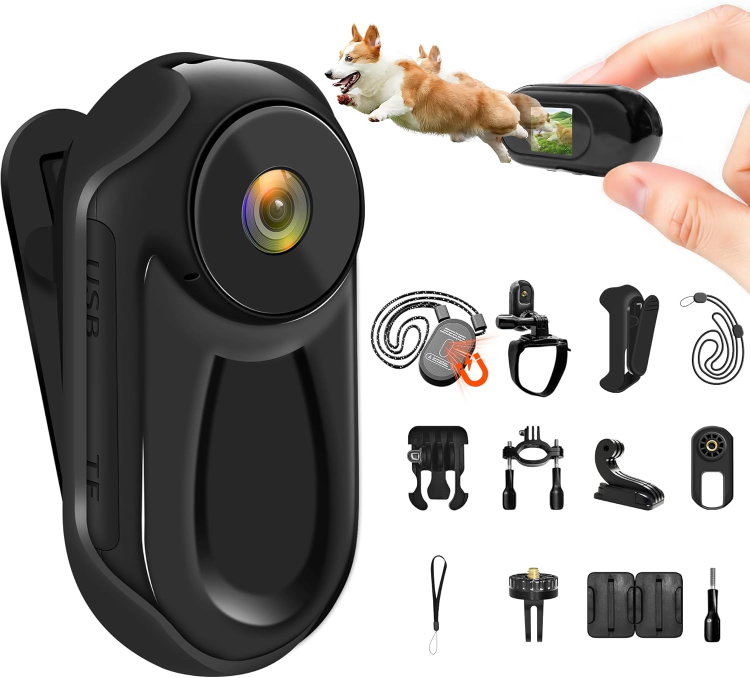 Chujianxi Mini Action Cam 1080P con Display 0.85", Nero - immagine 1