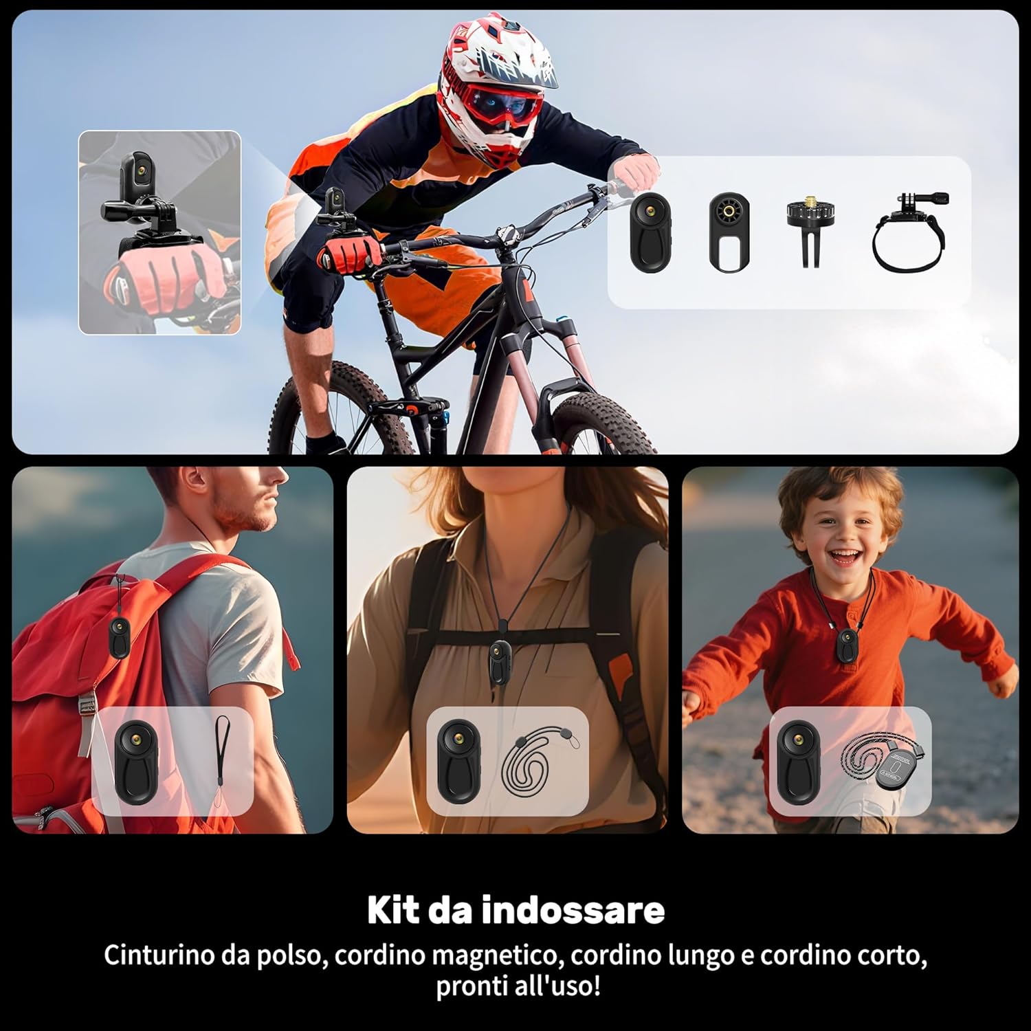 Chujianxi Mini Action Cam 1080P con Display 0.85", Nero - immagine 4