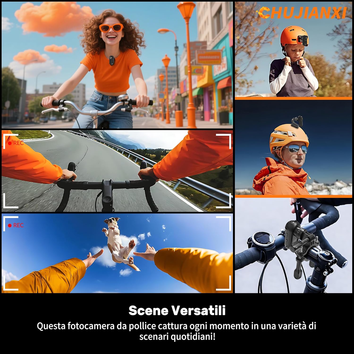 Chujianxi Mini Action Cam 1080P con Display 0.85", Nero - immagine 7